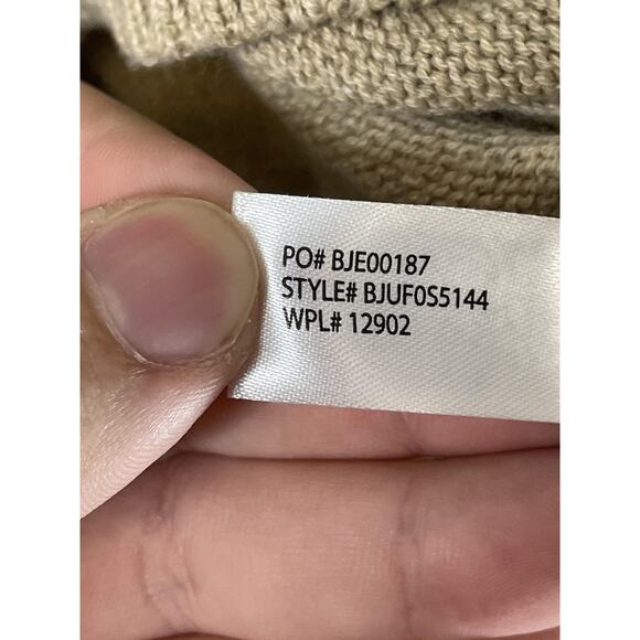 US Polo Assn Sweater Mens Large Beige Half Zip Cable Knit Pullover Sherpa Neck - Picture 7 of 10